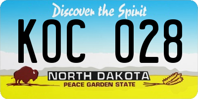 ND license plate KOC028