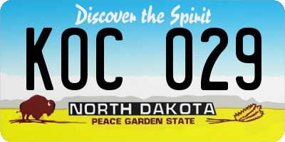 ND license plate KOC029