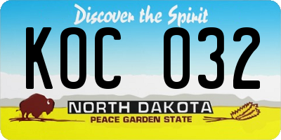 ND license plate KOC032