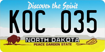 ND license plate KOC035