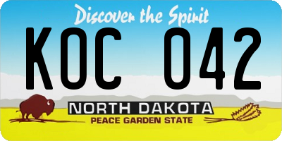 ND license plate KOC042