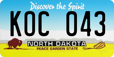 ND license plate KOC043