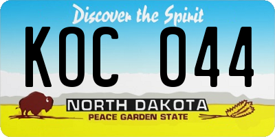 ND license plate KOC044