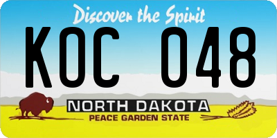 ND license plate KOC048