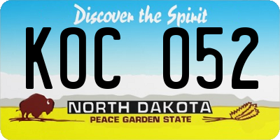 ND license plate KOC052