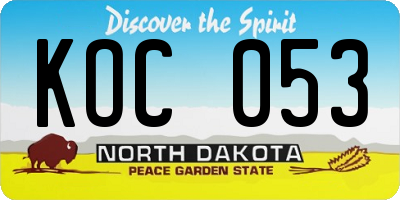 ND license plate KOC053