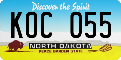 ND license plate KOC055