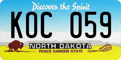 ND license plate KOC059