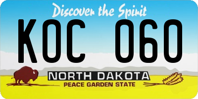 ND license plate KOC060