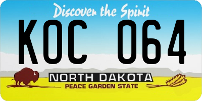 ND license plate KOC064