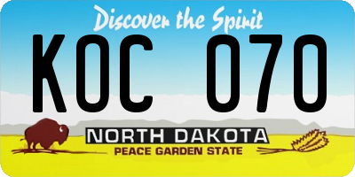 ND license plate KOC070