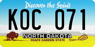 ND license plate KOC071