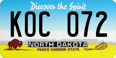 ND license plate KOC072