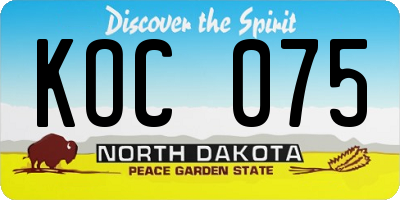 ND license plate KOC075