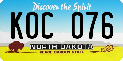ND license plate KOC076