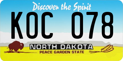 ND license plate KOC078