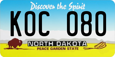 ND license plate KOC080