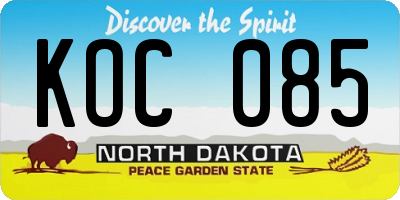 ND license plate KOC085