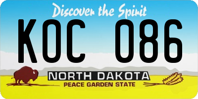ND license plate KOC086
