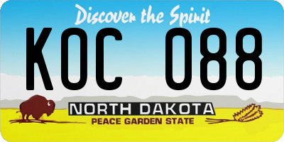 ND license plate KOC088