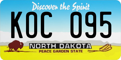 ND license plate KOC095
