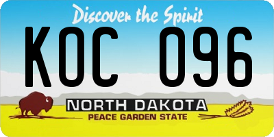 ND license plate KOC096