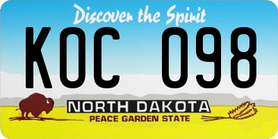 ND license plate KOC098