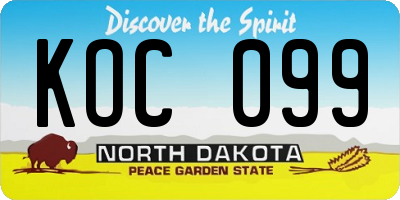 ND license plate KOC099