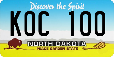 ND license plate KOC100