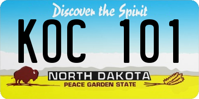 ND license plate KOC101