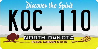 ND license plate KOC110