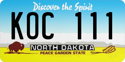 ND license plate KOC111