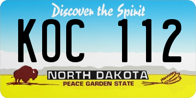 ND license plate KOC112