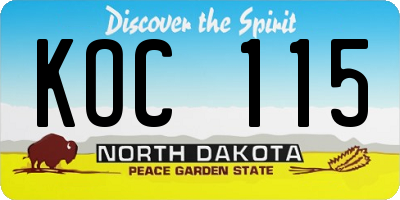 ND license plate KOC115