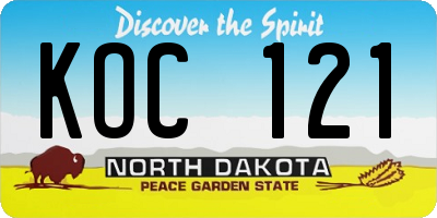 ND license plate KOC121