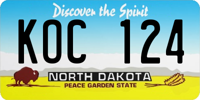 ND license plate KOC124