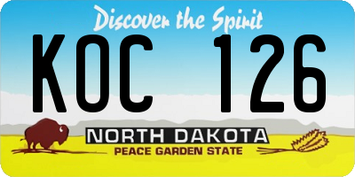 ND license plate KOC126