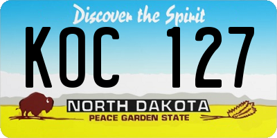 ND license plate KOC127