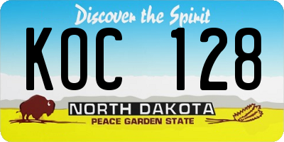 ND license plate KOC128