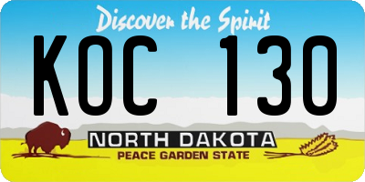 ND license plate KOC130