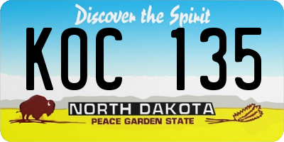 ND license plate KOC135