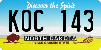 ND license plate KOC143