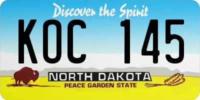 ND license plate KOC145