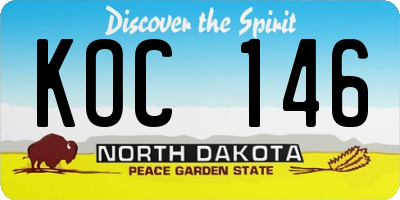 ND license plate KOC146