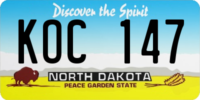 ND license plate KOC147