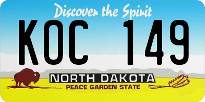 ND license plate KOC149