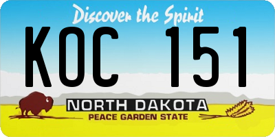 ND license plate KOC151