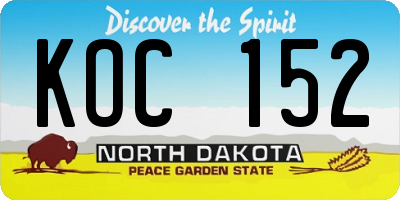 ND license plate KOC152
