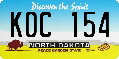 ND license plate KOC154