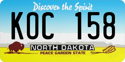 ND license plate KOC158